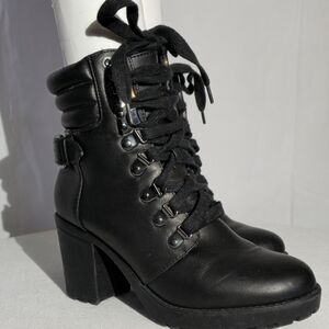 Black Lace-Up Ankle Boots